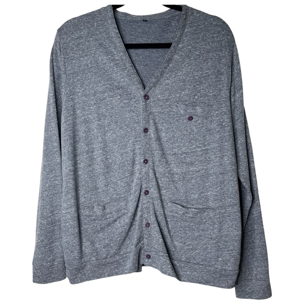 Goodale Textured Button Up Cardigan Sweater Jacket Slate Gray Blue Medium